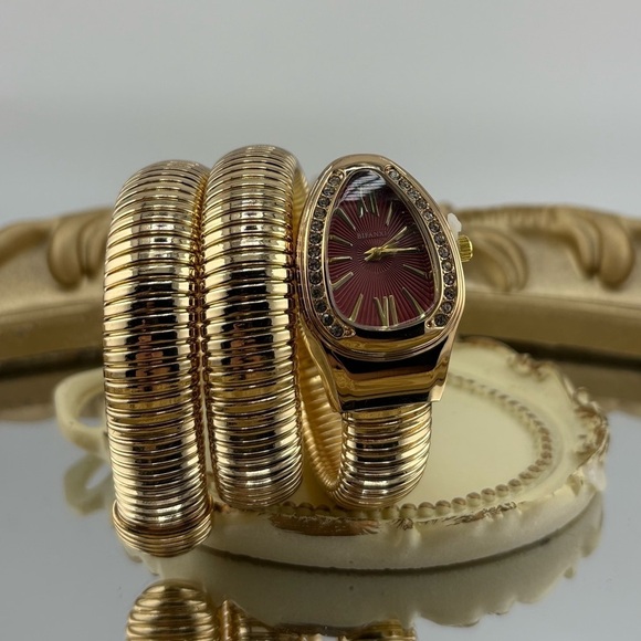 Serpenti Wrap Bracelet Watch – Gold Tone / Burgundy Dial ✨ main image 11